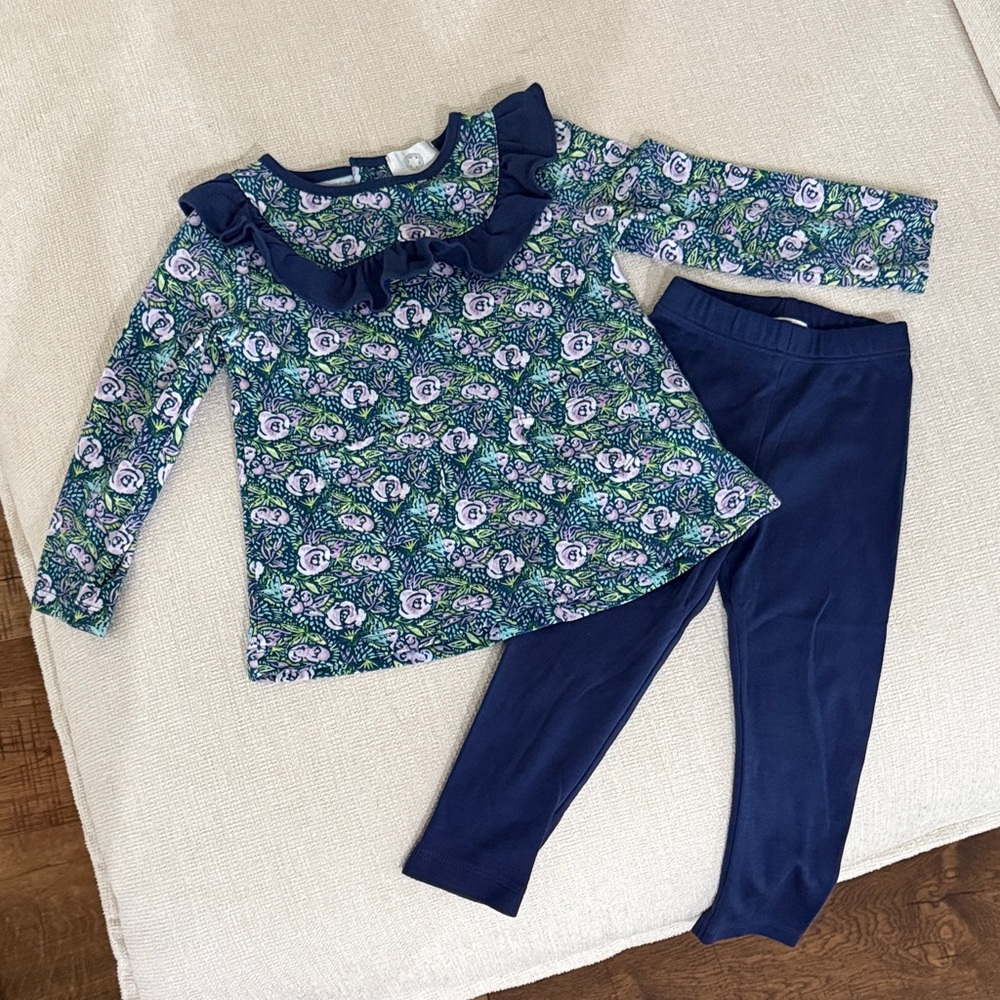 The Proper Peony Floral Navy, Pink, & Green Tunic Set